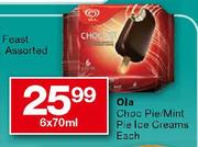 Ola Choc Pie/Mint Pie Ice Creams-6 x 70ml Each
