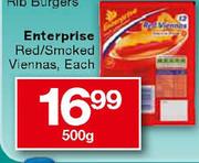 Enterprise Red/Smoked Viennas-500g Each