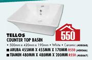 Tiamin Counter Top Basin-480mm x 480mm x200mm