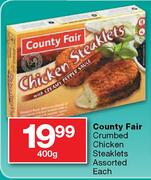 County Fair Crumbed Chicken Steaklets Assorted-400g Each