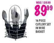 16 Piece Cutlery Set in Wire Basket