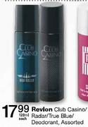 Revlon Club Casino/Radar/True Blue/Deodrant-120ml Each 