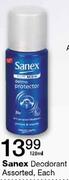 Sanex Deodrant Assorted-120ml Each