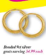 Bonded Silver Gents Earring-9ct Each