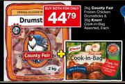 County Fair Frozen Chickrumsticks-2kg & Knorr Cook-in-Bag-35gm