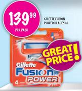 Gilette Fusion Power Blades-4's Per Pack