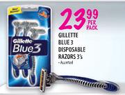 Gilette Blue 3 Disposable Razors-3's Per Pack