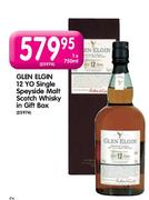 Glen Elgin 12 YO Single Speyside Malt Scotch Whisky In Gift Box-750ml