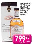 Dalwhinnie 15 YO Single Highland Malt Scotch Whisky In Gift Box-750ml