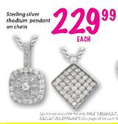 Sterling Silver Phodium Pendant On Chain Each