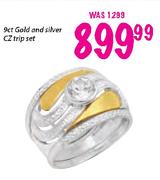9ct Gold And Silver CZ Trip Set