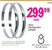 6mm Sterling Silver Bangles Each