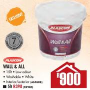 Plascon Wall & All Washable White Paint-15Lt