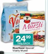 Heartland Special/Vitality Muesli - 750gm Each
