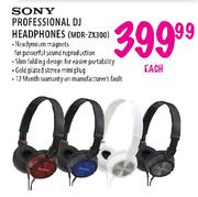 Sony Professional DJ Headphones (MDR-ZX300)-Each