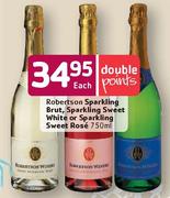 Robertson Sparkling Brut, Sparkling Sweet White Or Sparkling Sweet Rose-750ml Each