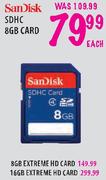 Sandisk SDHC Card - 8GB Each