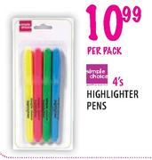 Simple Choice Highlighter Pens-4's Per Pack