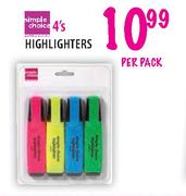 Simple Choice Highlighters-4's Per Pack