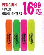 Penguin 4 Pack Highlighters