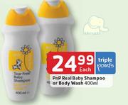 Pnp Real Baby Shampoo Or Body Wash-400ml Each