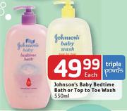Johnson's Baby Bedtime Bath Or Top To Toe Wash-550ml Each