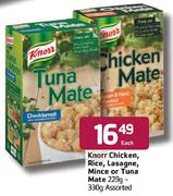 Knorr Chicken,Rice,Lasagne,Mince or Tuna Mate-229-330g Each