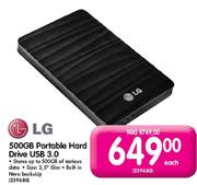 LG 500GB Portable Hard Drive USB 3.0 Each
