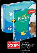 Pampers Active Baby Disposable Nappies Maxi 4 +-48's-2's