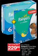 Pampers Active Baby Disposable Nappies Junior-40's-2's