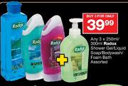 Radox Shower Gel/Liquid Soap/Bodywash/Foam Bath-3 x 300ml