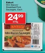 Eskort Mini Bacon/Breakfast/Pork Sausages-375g Each