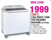Defy White Twin Tub Washing Machine-13kg(DTT164)
