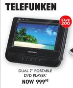 Telefunken Dual 7" Portable DVD Player