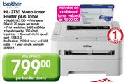 Brother HL-2130 Mono Laser Printer Plus Toner