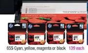 HP 655 Cyan, Yellow, Megenta or Black Each