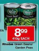 Rhodes Green Beans/Garden Peas-410g Each
