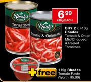 Buy 2 x 410g Rhodes Tomato & Onion Mix/Chopped & Peeled Tomatoes-410g Each