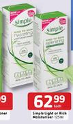 Simple Light Or Rich Moisturiser-125ml Each