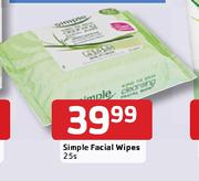 Simple Facial Wipes-25's
