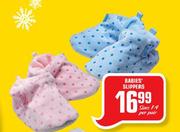Babies Sizes 1-4 Slippers-Per Pair
