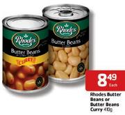 Rhodes Butter Beans Or Butter Beans Curry 410Gm-Each