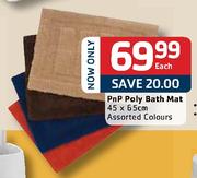 PnP Poly Bath Mat Assorted Colours-45x65cm Each