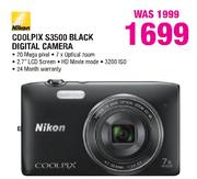 Nikon Coolpix S3500 Black Digital Camera