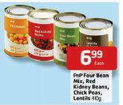 Pnp Four Bean Mix,Red Kidney Beans,Chick Peas,Lentils-410g Each