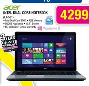 Acer Intel Dual Core Notebook-E1-531