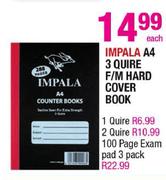 Impala A4 3 Quire F/M Hard Cover Book Each