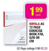 Impala A5 72 Page Exercise Book F/M, Q/M Or I/M Each