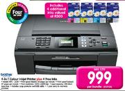 Brother 4-In-1 Colour Inkjet Printer Plus 4 Free Inks(MFC-2220)-Per Bundle