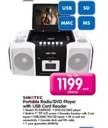 Sinotec Portable Radio/DVD Player With USB Card Reader (PC-9209DVD)-Each
